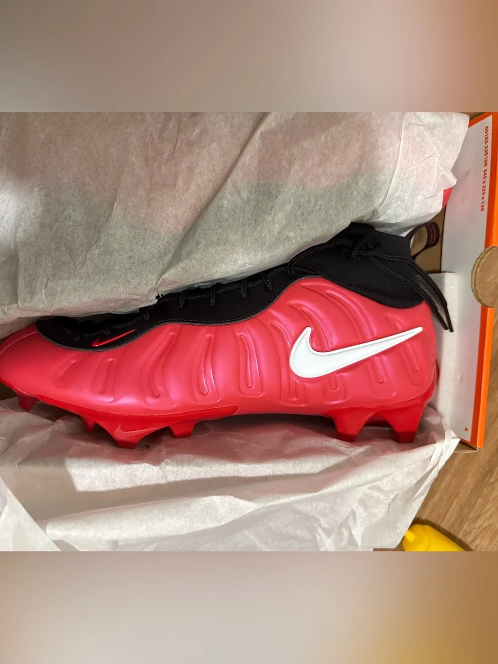 Nike Men’s red and Black Football Cleats with Silver Swoosh Nike Vaporposite